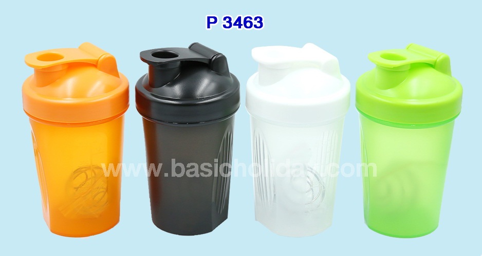 P 3463 กระบอกน้ำพลาสติก แก้วเชค ขนาด 400 ml.