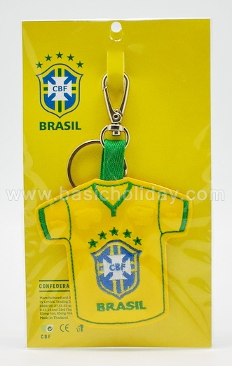 ตัวอย่างพวงกุญแจเสื้อทีมฟุตบอลงานหนังแก้วปัก-Brasil พวงกุญแจหนังแก้วปักลาย พวงกุญแจหนังเทียม พวงกุญแจ ของพรีเมี่ยม souvenir สินค้าพรีเมียม ของที่ระลึก